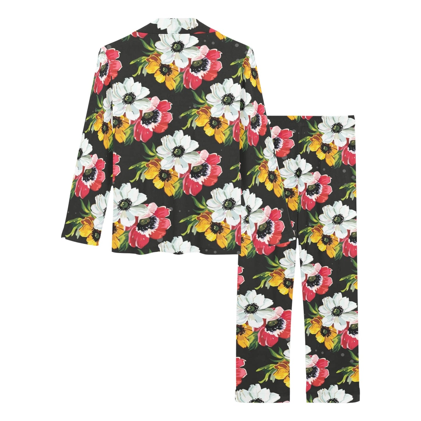 Anemone Pattern Print Design AM07 Women's Long Pajama Set