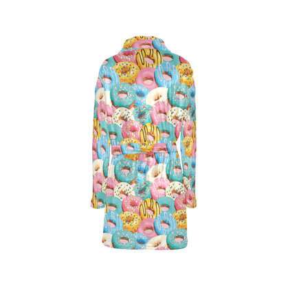 Donut Pattern Print Design DN01 Women's Fleece Robe