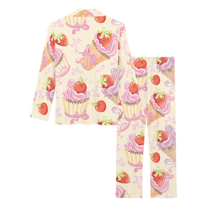 Strawberry Pink CupCake Women's Long Pajama Set