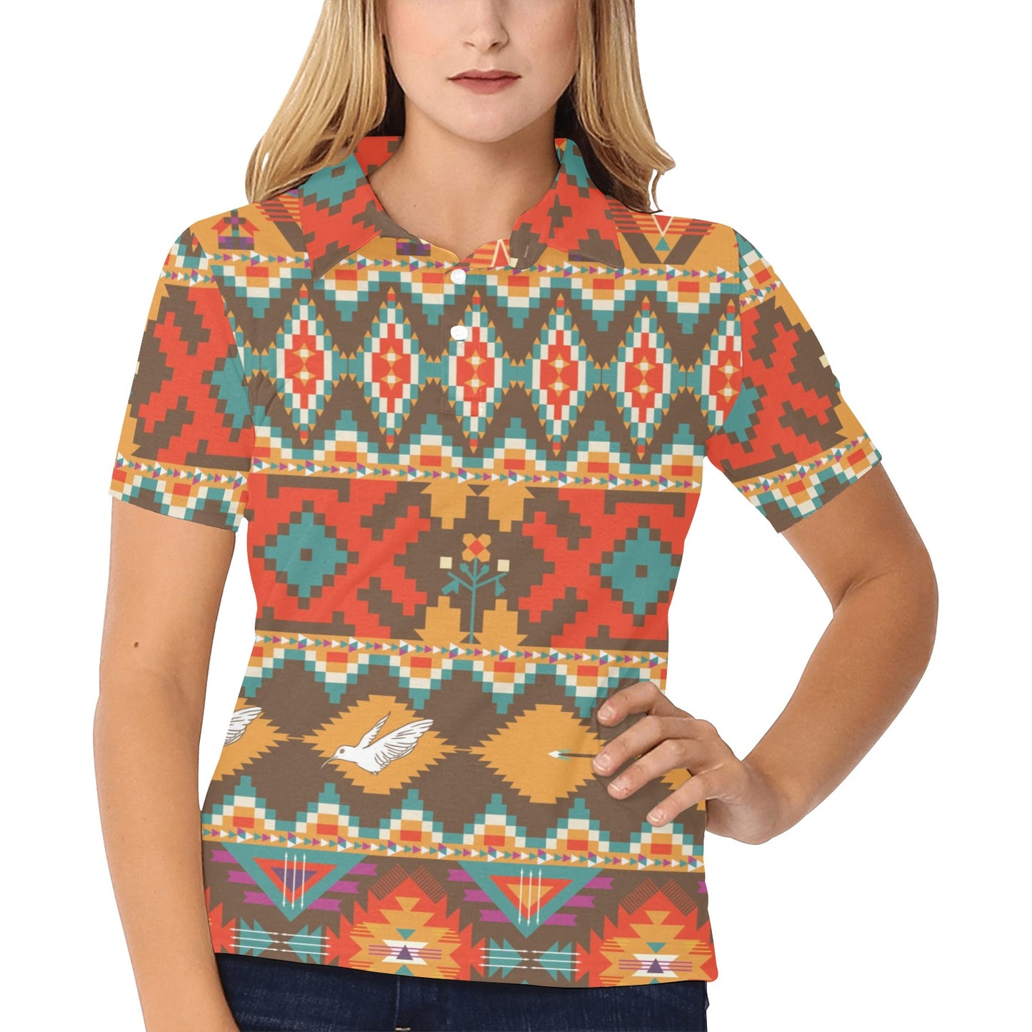 Native Pattern Print Design A01 Women's Polo Shirt
