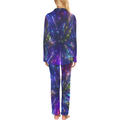 Celestial Rainbow Speed Light Women's Long Pajama Set