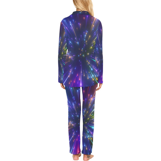 Celestial Rainbow Speed Light Women's Long Pajama Set