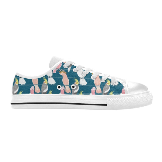 Cockatoo Print Design LKS401 Women's White Low Top Shoes