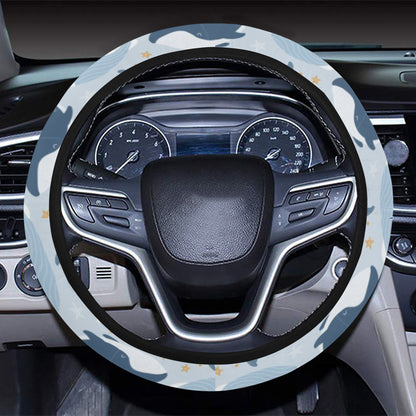 Whale Print Design LKS305 Steering Wheel Cover with Elastic Edge