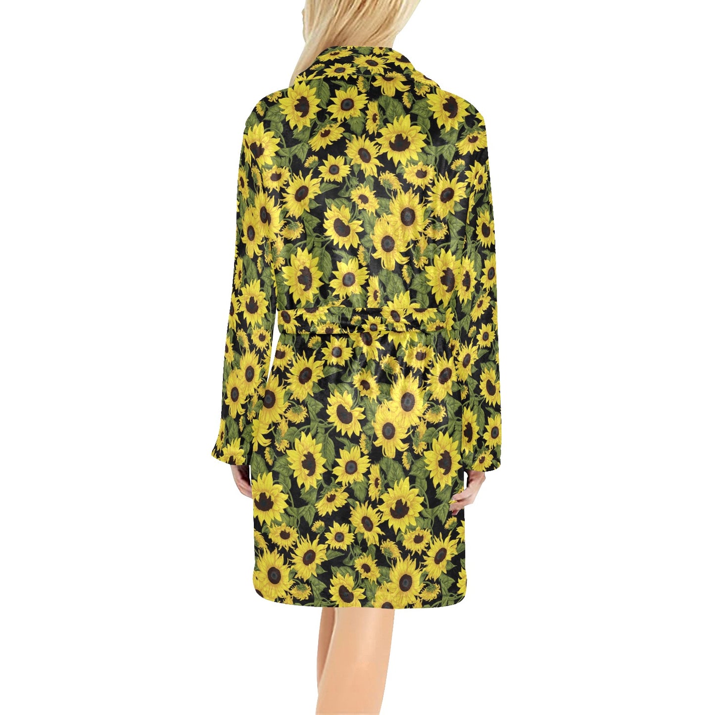 Sunflower Fresh Bright Color Print Women's Fleece Robe