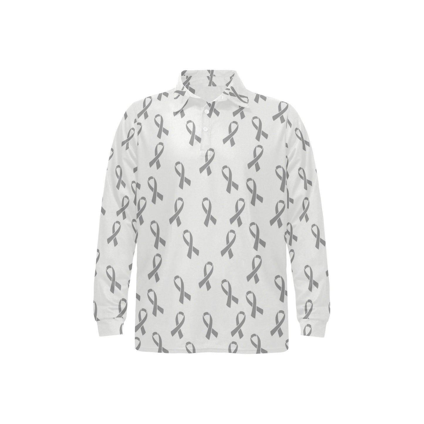 Brain cancer Pattern Print Design 01 Long Sleeve Polo Shirt For Men's