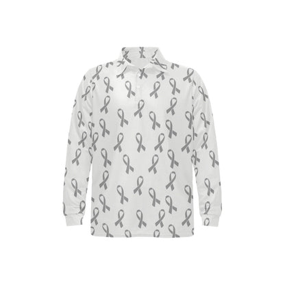Brain cancer Pattern Print Design 01 Long Sleeve Polo Shirt For Men's