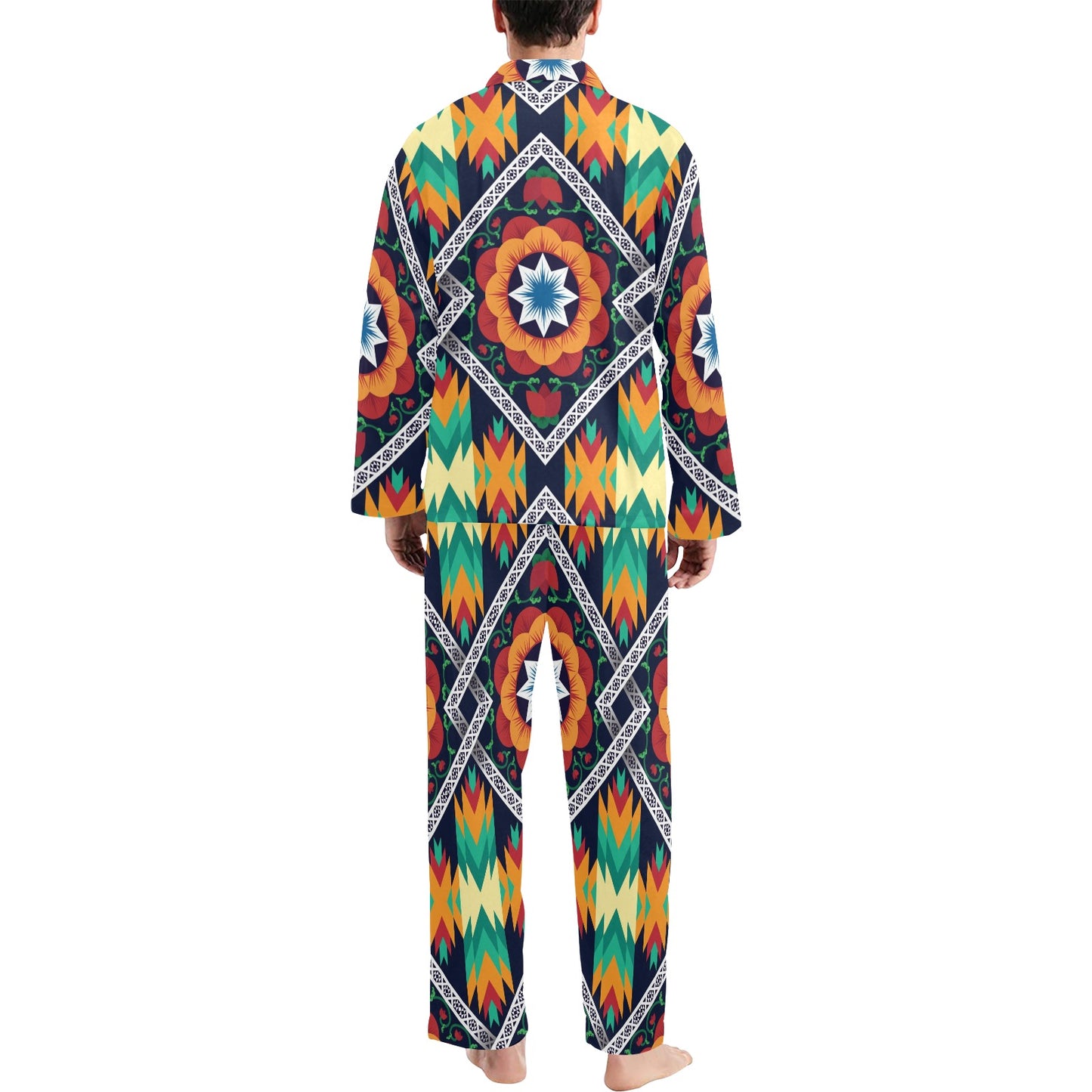 African Kente Men's Long Pajama Set