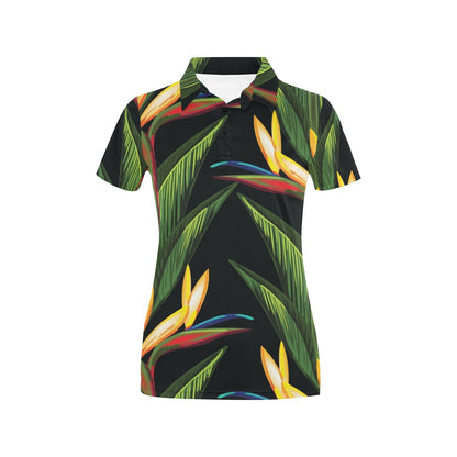 Bird Of Paradise Pattern Print Design BOP012 Women's Polo Shirt