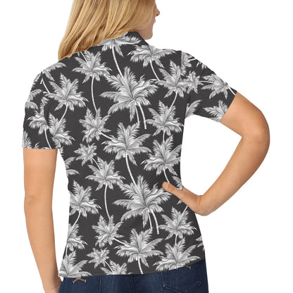 Palm Tree Pattern Print Design PT03 Women's Polo Shirt