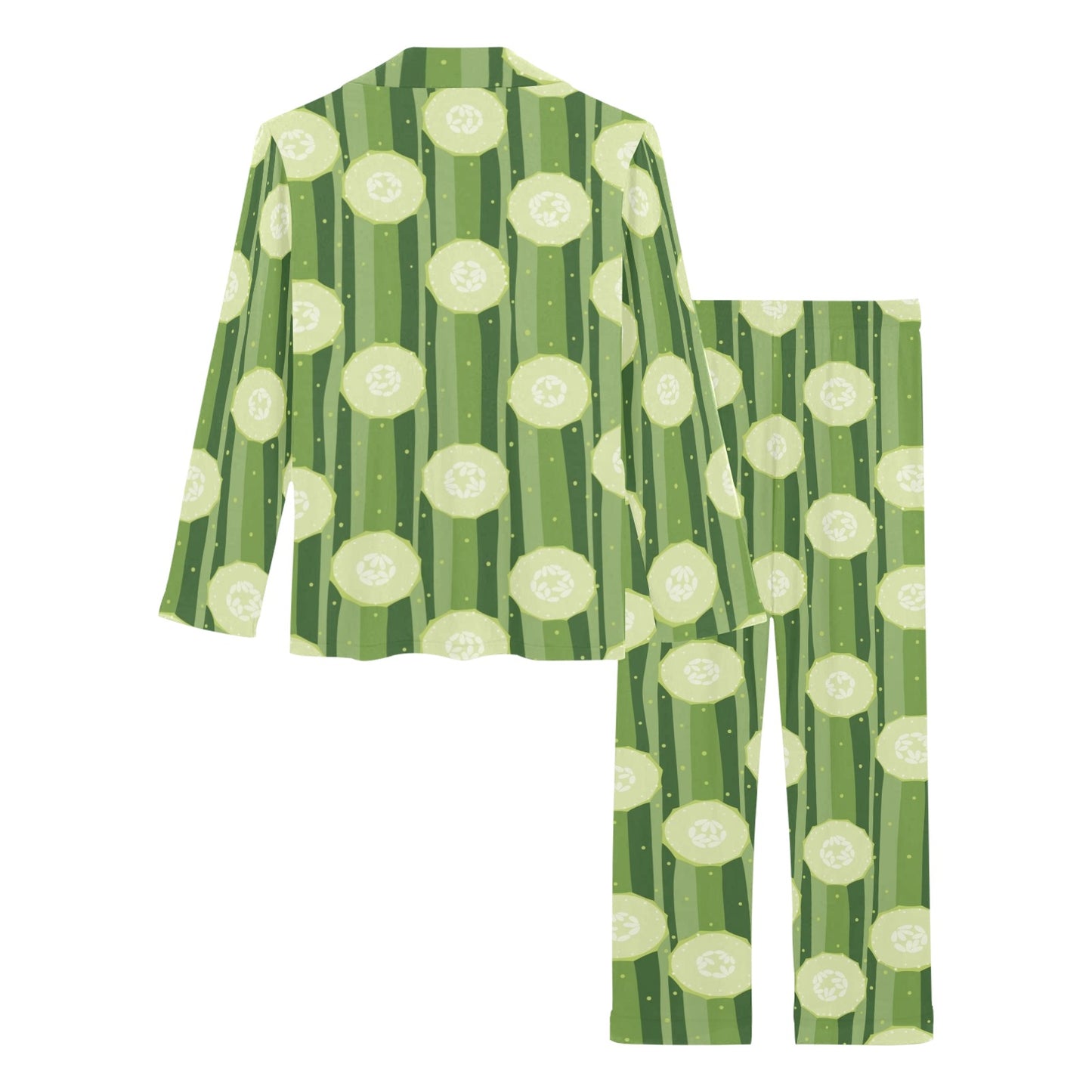 Cucumber Pattern Print Design CC03 Women's Long Pajama Set