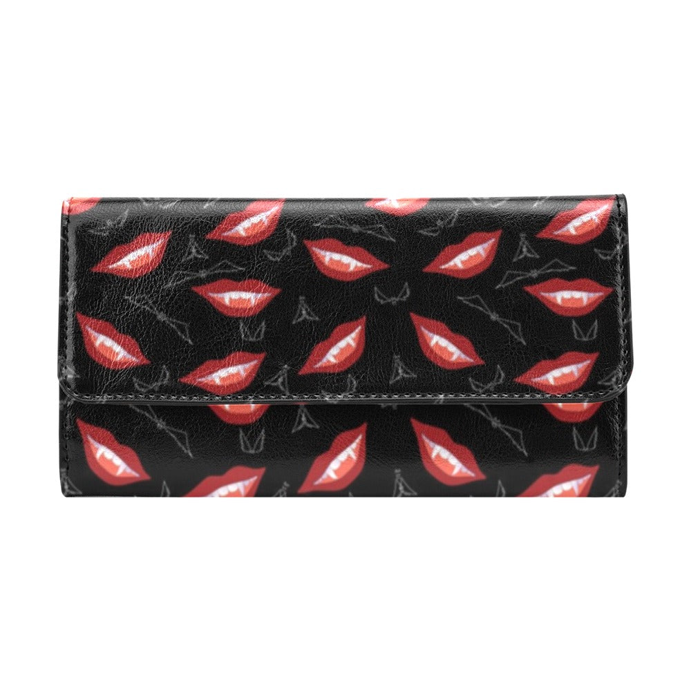 Vampire Lips Print Design LKS301 Women's Trifold Wallet