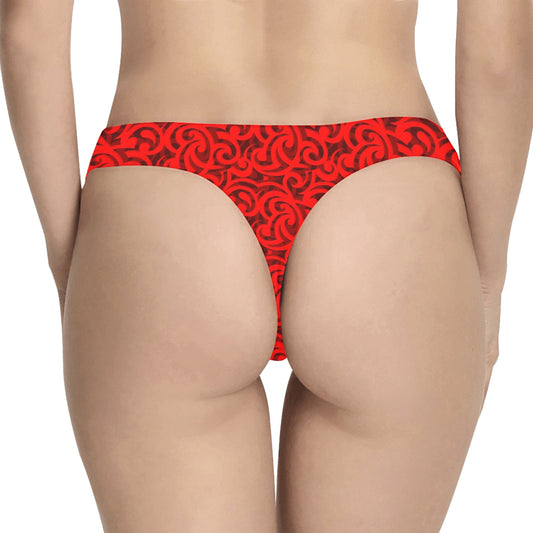 Maori Red Themed Design Print Women's Thongs