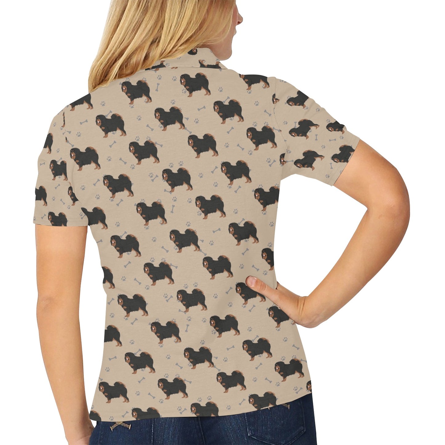 Tibetan Mastiffs Print Design LKS301 Women's Polo Shirt