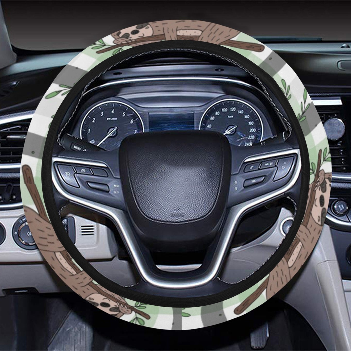 Sloth Print Design LKS301 Steering Wheel Cover with Elastic Edge