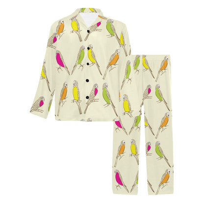 Parakeet Pattern Print Design A01 Men's Long Pajama Set