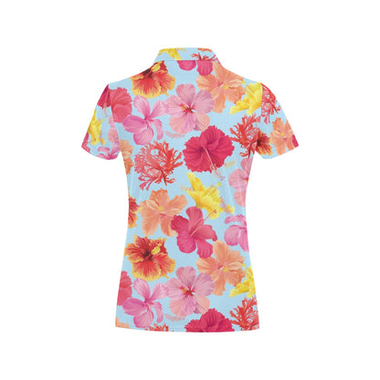 Hibiscus Pattern Print Design HB020 Women's Polo Shirt