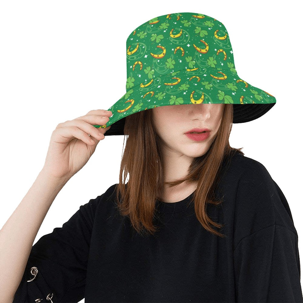 Shamrock With Horse Shoes Print Design LKS305 Unisex Bucket Hat