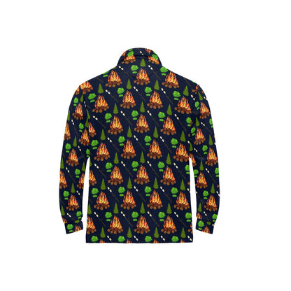 Camfire marshmallow Camping Design Print Long Sleeve Polo Shirt For Men's