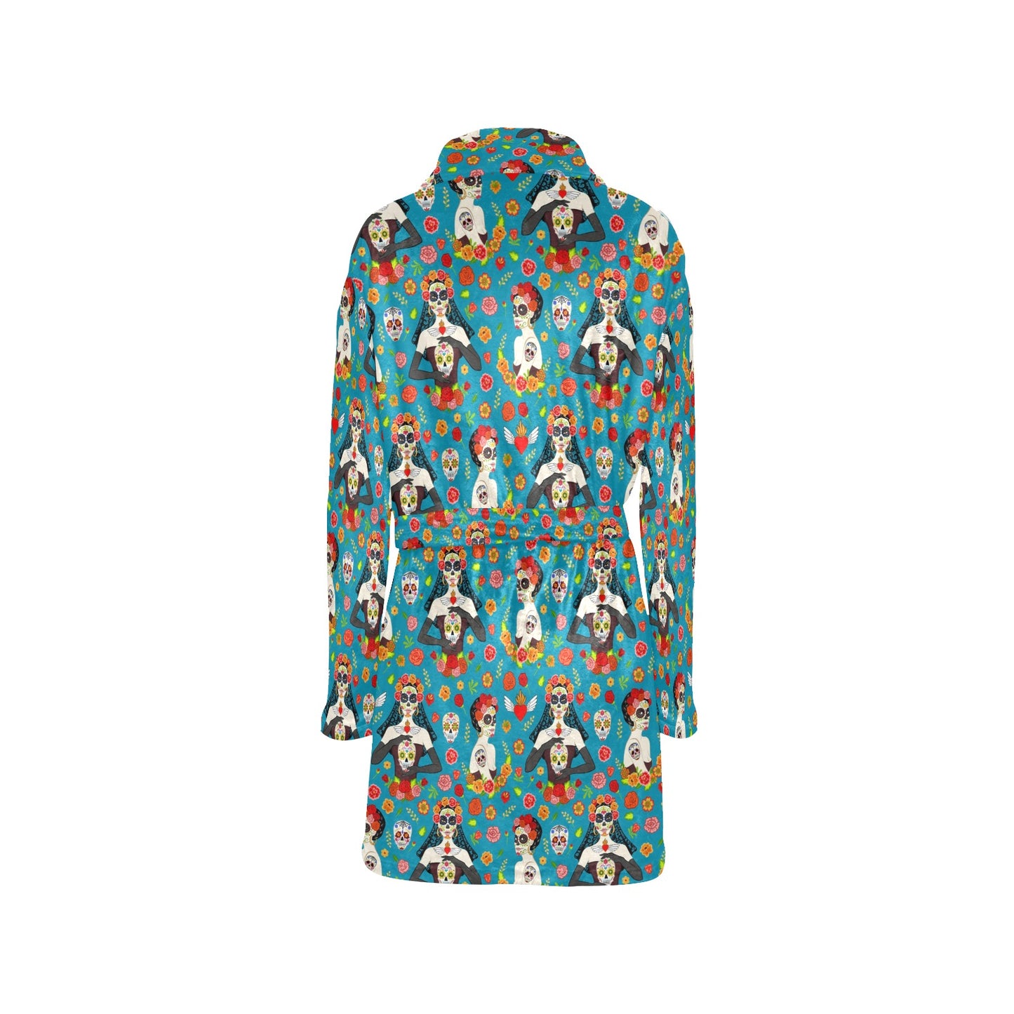 Day of the Dead Old School Girl Design Women's Fleece Robe