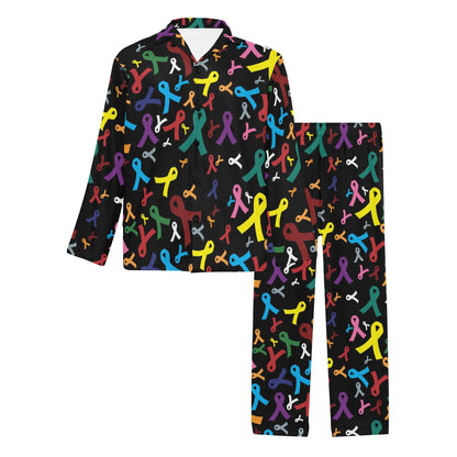 Cancer Awareness Pattern Print Design 03 Men's Long Pajama Set