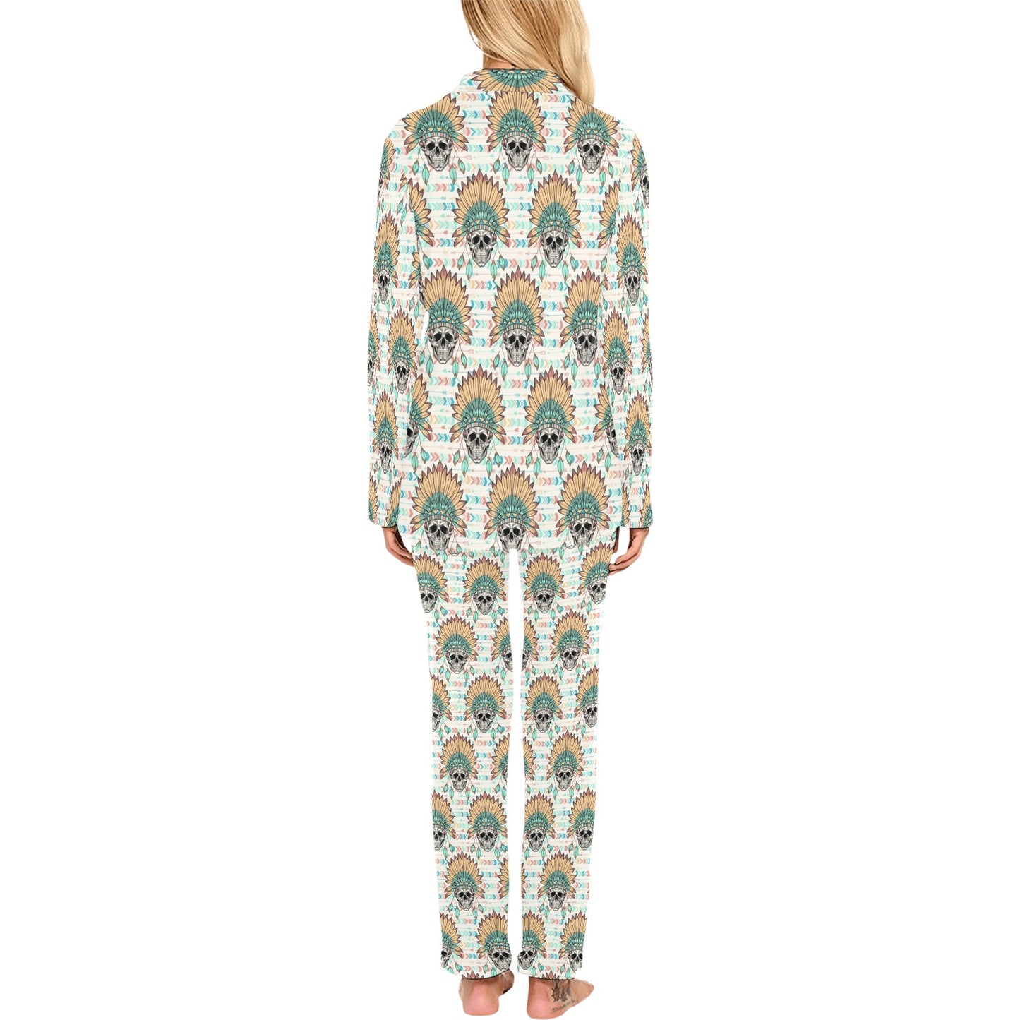 Boho Pattern Print Design 04 Women's Long Pajama Set