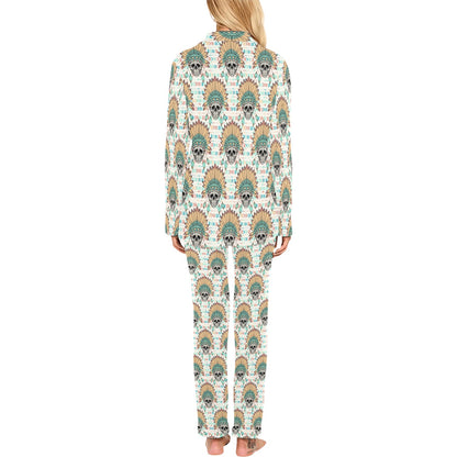 Boho Pattern Print Design 04 Women's Long Pajama Set