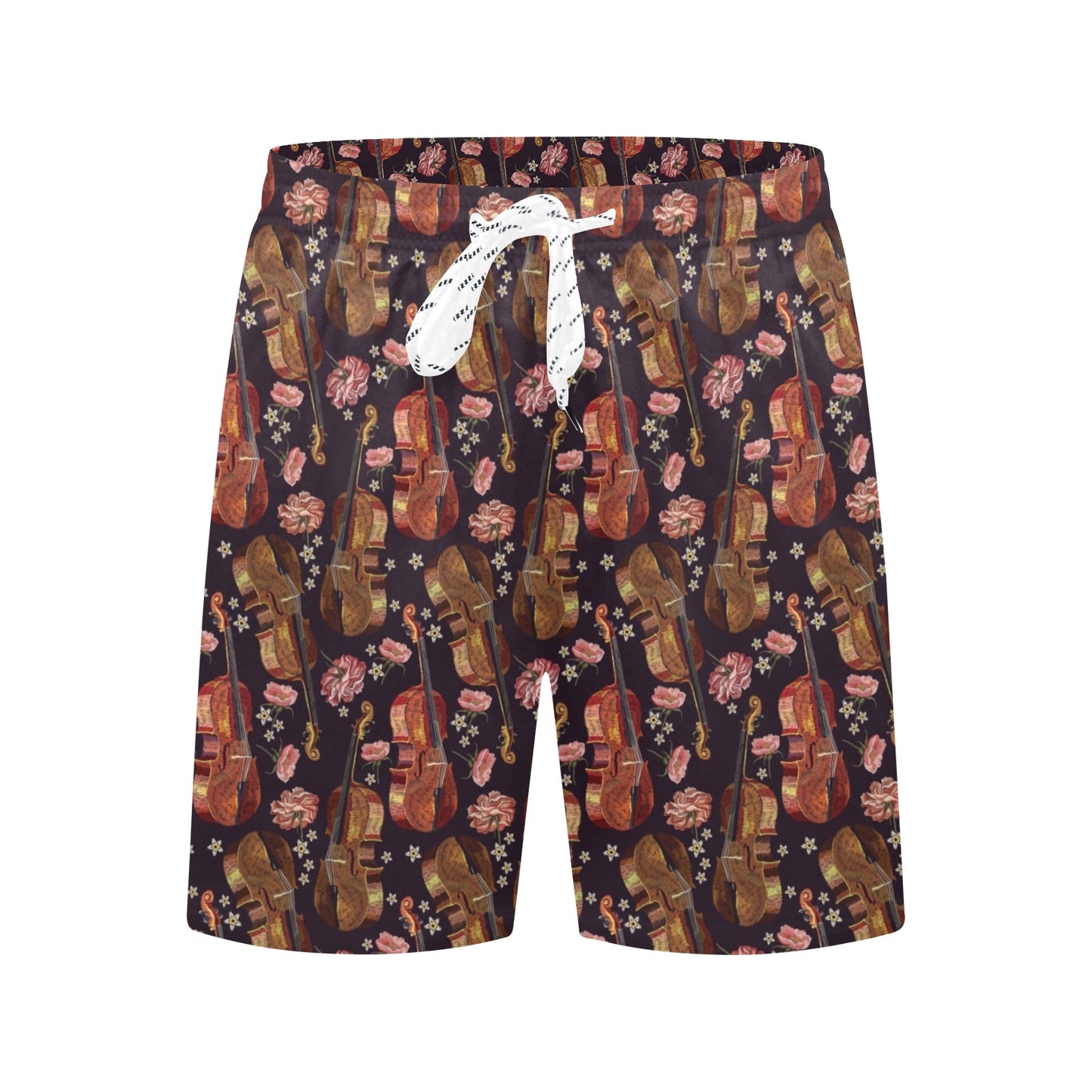 Violin Print Design LKS402 Men's Swim Trunks Beach Shorts