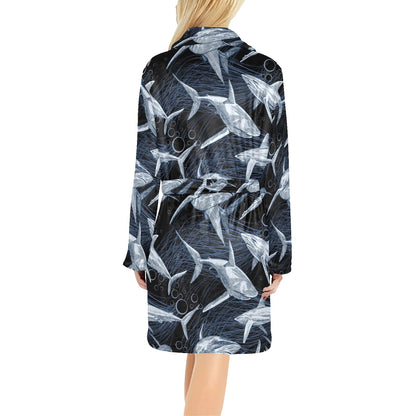 Shark Print Pattern Women's Fleece Robe