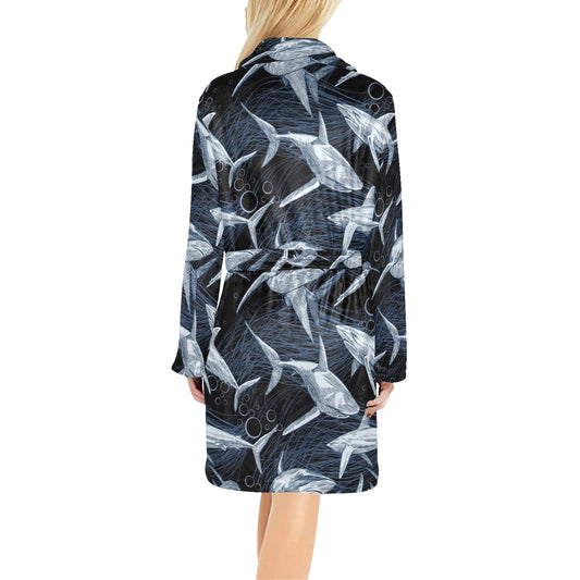 Shark Print Pattern Women's Fleece Robe