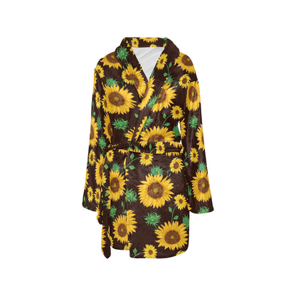 Sunflower Pattern Print Design SF01 Women's Fleece Robe
