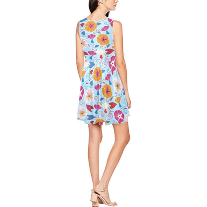Morning Glory Pattern Print Design MG06 Sleeveless Dress