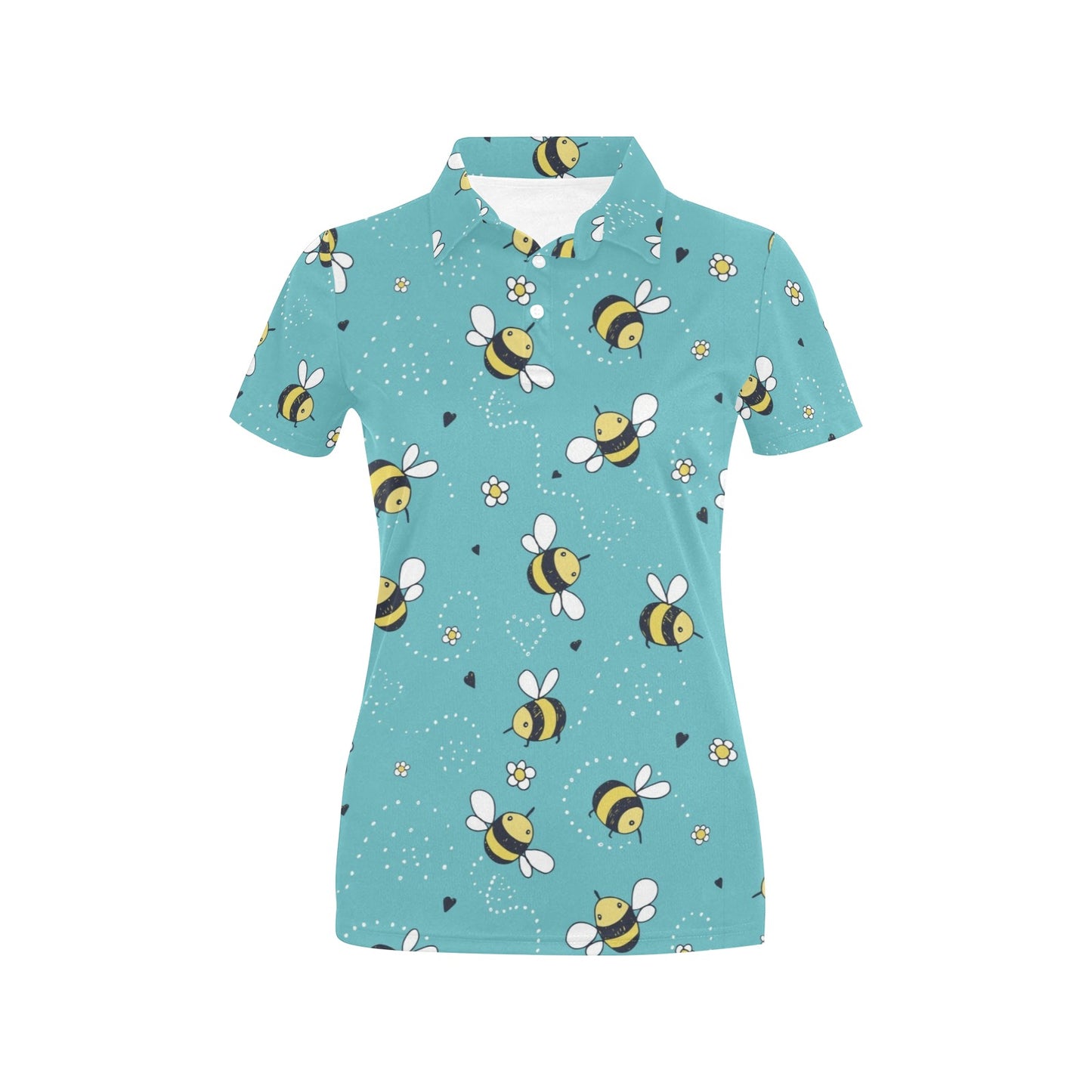 Bee Pattern Print Design BEE02 Women's Polo Shirt