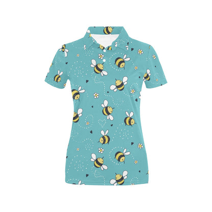 Bee Pattern Print Design BEE02 Women's Polo Shirt