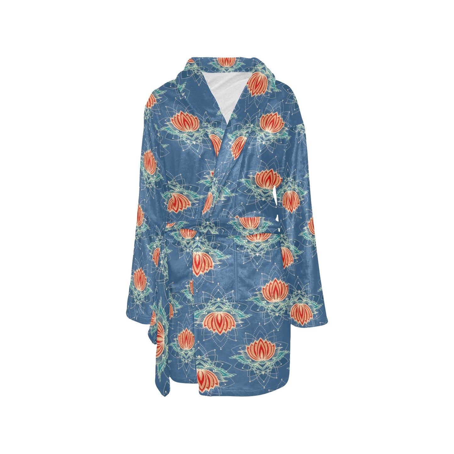 lotus Boho Pattern Print Design LO07 Women's Fleece Robe