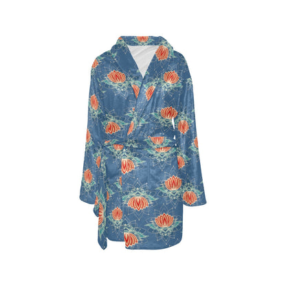 lotus Boho Pattern Print Design LO07 Women's Fleece Robe