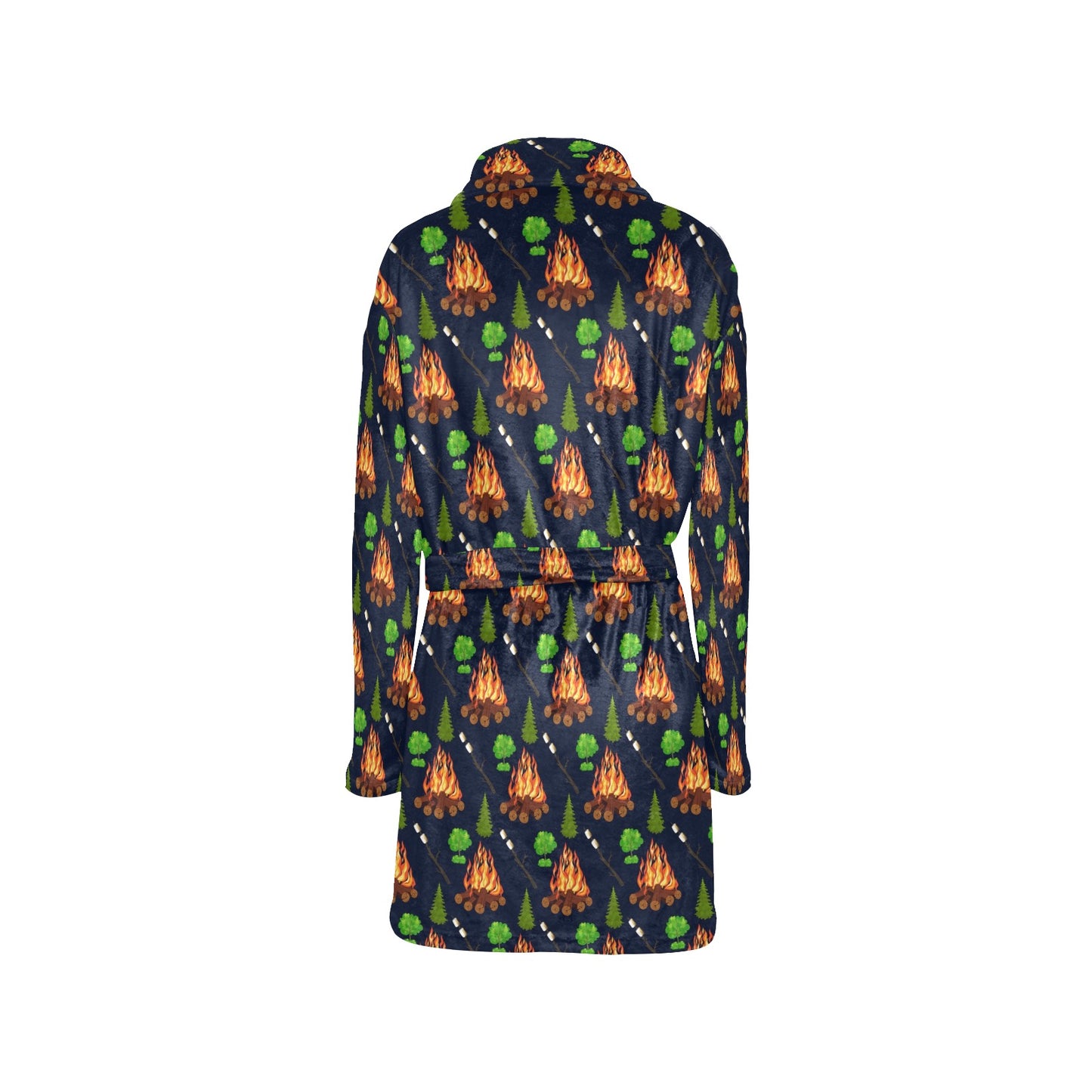 Camfire marshmallow Camping Design Print Women's Fleece Robe