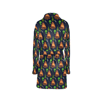 Camfire marshmallow Camping Design Print Women's Fleece Robe