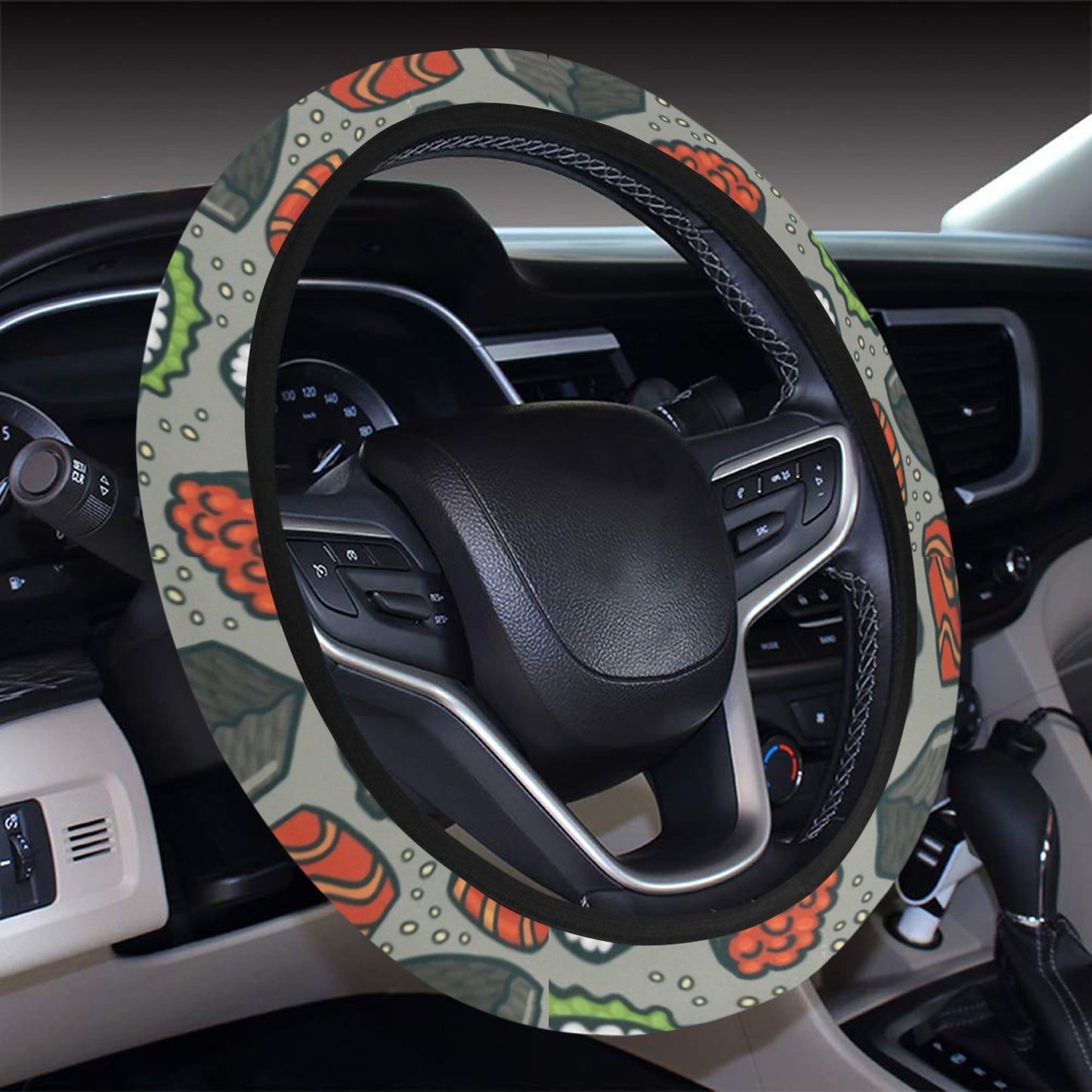 Sushi Print Design LKS301 Steering Wheel Cover with Elastic Edge