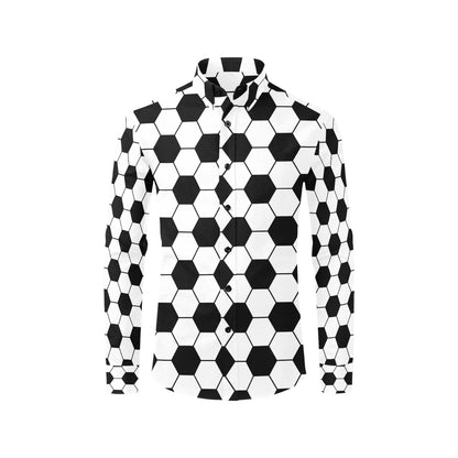 Soccer Ball Texture Print Design LKS303 Men's Long Sleeve Dress Shirt
