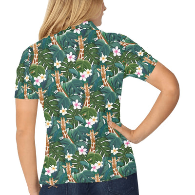 Giraffe Jungle Design Print Women's Polo Shirt