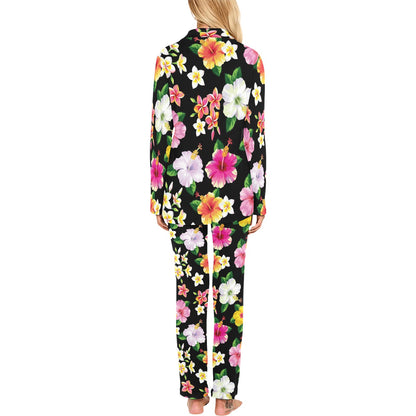 Hibiscus Pattern Print Design HB025 Women's Long Pajama Set