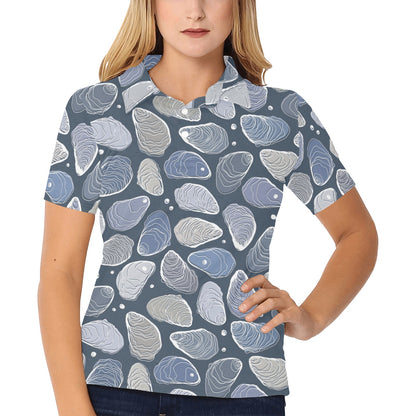 Oyster Pattern Print Design 02 Women's Polo Shirt