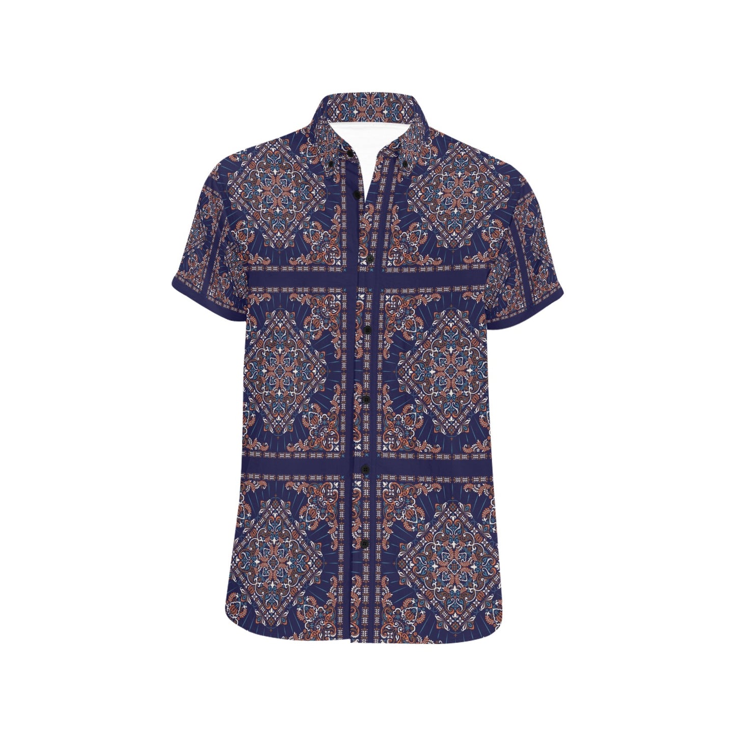 Bandana Print Design LKS3012 Men Short Sleeve Button Up Shirt