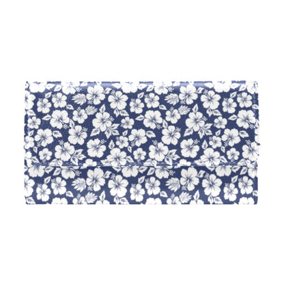 Hibiscus Blue Hawaiian Flower Style Women's Trifold Wallet
