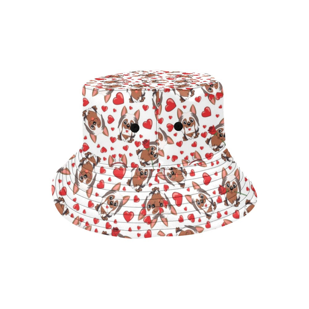 Silky Terriers Heart Print Design LKS302 Unisex Bucket Hat