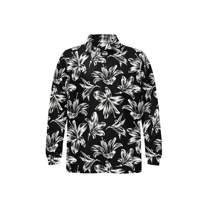 Amaryllis Pattern Print Design AL04 Long Sleeve Polo Shirt For Men's