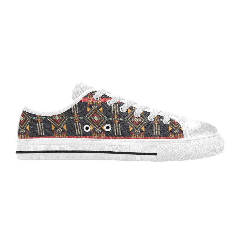Southwest Pattern Print Design LKS303 Women's White Low Top Shoes