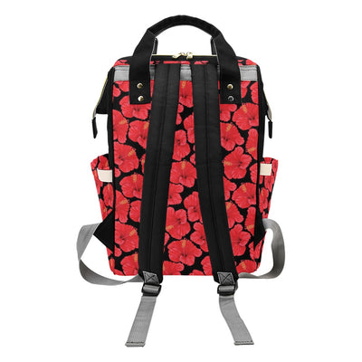 Hibiscus Red Pattern Print Design LKS306 Diaper Bag Backpack