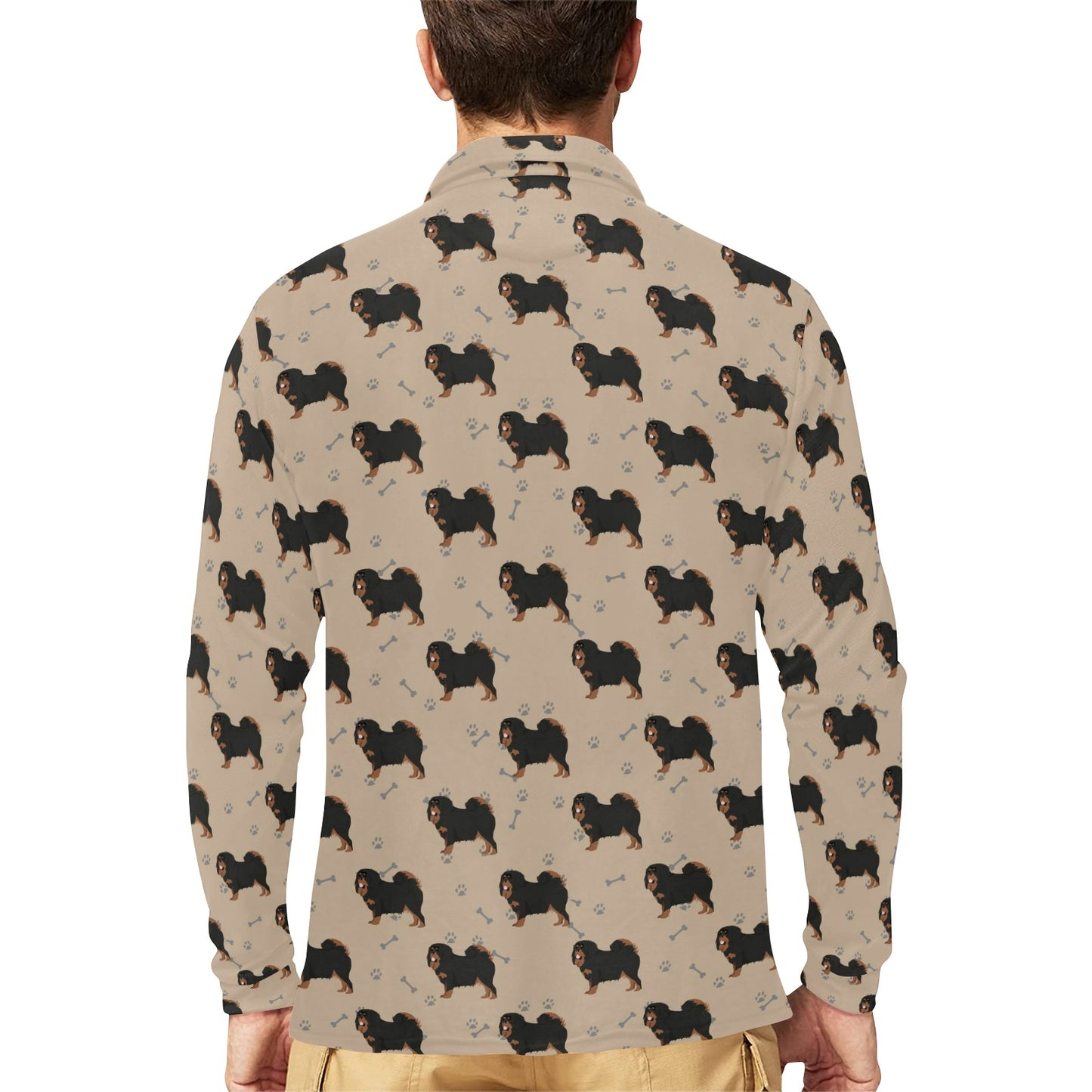 Tibetan Mastiffs Print Design LKS301 Long Sleeve Polo Shirt For Men's